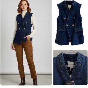 Avec Les Filles Denim Blazer Vest